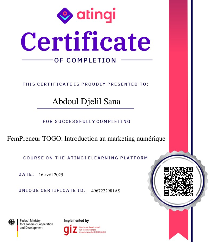 Certificat marketing